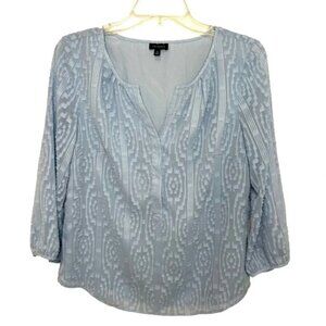 Talbots popover blouse shirt textured baby blue size small